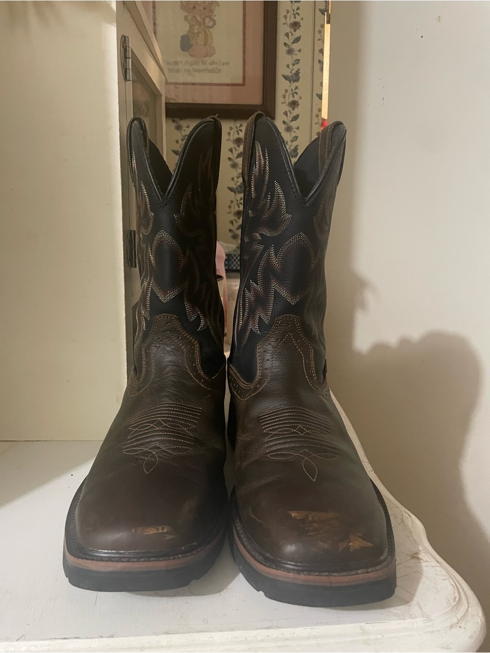 Wolverine Dark Brown Leather Western Work Boots